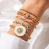 Pulseiras Transfronteiriças Europeias e Americanas, Pulseira Boêmia Olho do Diabo com Senso de Design, Conjunto de Pulseiras Exageradas com Gotejamento de Óleo e Incrustadas com Diamantes