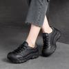 Zapatos Nuevos Jiejie de Shanghái para Otoño e Invierno con Punta Redonda y Cordones Delanteros Dedo Gordo Feo Lindo Ligeros Simples Modernos de Cuero para Mujer