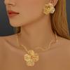 Conjunto de Colar e Brincos de Metal Transfronteiriço Europeu e Americano Amor Colar Feminino Luxo Leve Colar Sofisticado Joias Simples de Nicho Atacado
