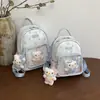 2026 Nova Mochila Transparente Hello Kitty para Dor Bolsa Mochila Feminina Estudante Grande Capacidade Estilo Coreano Bonita Mochila para o Dia a Dia