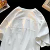 Camiseta de Gamuza Pesada para Hombre de Manga Corta Estilo Americano Holgada con Estampado de Letras Verano Tendencia Parejas Marca Top de Media Manga