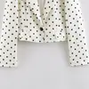 Atacado de roupas femininas transfronteiriço 2026 outono novo estilo europeu e americano moderno de alta qualidade blazer curto com estampa de bolinhas