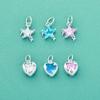 Pingente de Prata de Lei S925 Zircônia Estrela de Cinco Pontas Coração Pingente de Estrela em Forma de Coração DIY Acessórios para Pulseira Colar de Cristal