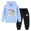 Primavera y Otoño 2023 nueva ropa infantil transfronteriza suéter con capucha para niños pantalones conjunto de dos piezas bebé algodón manga larga