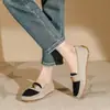 Zapatos de princesa 2024 nuevos zapatos de punta cuadrada de una sola capa zapatos tejidos de punto para mujer mocasines casuales de comercio exterior transfronterizo zapatos tipo guisante para mujer