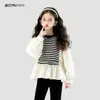 Camiseta de Manga Larga para Niña Otoño 2026 Nuevo Elegante Top Rayado para Niña Top Básico de Otoño para Niños