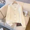 Novo design outono e inverno bordado floral tridimensional cardigã suéter de malha com camadas para mulheres