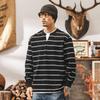 Sudadera Rayada Retro Americana de Dos Piezas Falsas para Hombre, Marca Trendy Holgada para Primavera y Otoño, Sudadera Nueva de Manga Larga de Peso Pesado de 280g para Hombre