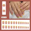 Unhas Frescas Amarelas Vibrantes Moda Francesa Estilo Europeu e Americano Removíveis Usáveis 24 Peças Unha Postiça