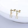 Pendientes de plata esterlina S925 2025 nuevos, sencillos, a la moda, versátiles, con colgante de taladro, hebilla roscada, diseño nicho.
