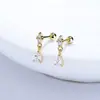 2025 nuevos pendientes de diseño de nicho de moda simple, textura de gas, hilo de perforación de gota, hebilla de hilo, plata de ley S925