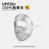 Mascarilla Protectora Solar de Seda de Morera para Mujer, Protección UV de Verano, Parasol para Toda la Cara, Mascarilla Transpirable de Seda Helada, Facekini