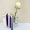 Flor Artificial de Haste Única de Borracha Macia Cravo Verde Sala de Estar Casa de Hóspedes Arranjo de Flores Artístico Decoração Ornamento Flor Artificial Estilo Simples Flor Artificial
