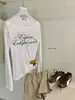 WGWE2026 Otoño Estilo Chica Caliente Americana Estampado de Letras Ajustado Ligeramente Transparente Hombros Descubiertos Manga Larga Camiseta W10842
