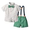Camisa Floral de Manga Corta para Niños Cárdigan de Verano para Niños Shorts con Tirantes Conjunto de Dos Piezas Estilo Coreano Ropa de Verano para Niños Estilo Moderno