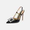 Novedad de venta caliente transfronteriza, tacones de aguja de punta fina con strass para el uso diario, sandalias de estilo francés, zapatos de talla grande 35-46