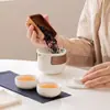 Juego de Té Cerámico para Viaje Pequeño Portátil Taza Rápida Tetera para Acampar al Aire Libre Viajes Una Tetera Dos Tazas