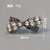Clip de Primavera de Aleación de Cristal Hebilla de Pasador de Pelo de Lazo Clip de Resorte Clip de Resorte de Cristal para Cola de Caballo Clip Decorativo Clip con Borde de Diamante Checo
