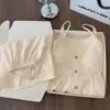 Pijama con copas incorporadas para mujer, estilo fino de verano, algodón nube, conjunto de camisola y shorts, dulce casual, ropa de casa femenina, se puede usar para salir