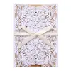 Tarjetas de felicitación navideñas, invitaciones de boda estilo europeo, tarjetas con bordes de encaje, blanco puro, diseños cortados a láser, invitaciones de compromiso, disponibles en stock
