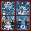 Decorações de Natal Flocos de Neve Azuis Boneco de Neve Adesivos de Vidro Guirlanda Sonhadora Casa de Neve Papai Noel Adesivos Estáticos
