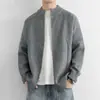 Jaqueta de tricô Romon masculina, nova jaqueta da primavera e outono estilo americano marca da moda gola alta, suéter casual folgado