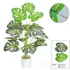 Venta al por mayor de fábrica flor artificial de alta calidad 15 horquillas hoja de caparazón de tortuga planta de simulación creativa pared de plantas en maceta ingeniería decorativa hojas verdes