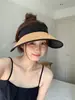 Sombrero de Sol Abierto Tejido de Paja para Mujer, Protección Solar de Verano, Ala Ancha, Adelgazante de Rostro, Estilo Coreano, Versátil, Sombrero de Sol a la Moda