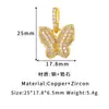Colgante Abrible de Cobre Chapado en Oro de 14K con Incrustación de Circonita, Accesorio de Collar DIY de Mariposa Corazón, Materiales de Joyería Hechos a Mano de Lujo Ligero