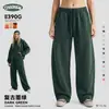 Pantalones de Chándal Pesados para Hombre CKX de 390G con Forro de Polar, Marca de Tendencia Retro Americana, Silueta de Guadaña con Puños, Pantalones Holgados con Aspecto Desgastado