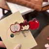 Horquilla de manzana roja linda, horquilla de pelo rota de dibujos animados, clip lateral de corazón de niña, accesorios para el cabello que combinan con todo, horquilla de clip para la cabeza