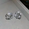 Serie Gris Pendientes de Perla Geométricos de Aguja Plateada Lujo Accesible Pendientes de Nicho de Gama Alta Colección de Pendientes de Moda Tendencia