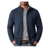 Amazon Transfronterizo Otoño e Invierno Suéter Cardigan de Cuello Alto para Hombre Chaqueta Gruesa Cálida con Forro Polar Estilo Europeo y Americano Prendas de Punto Ropa de Abrigo
