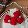 Nuevo Estilo Coreano Tela Lazo Rojo Pasador de Pelo Hecho a Mano Niños Clip Lateral para Flequillo Accesorios para el Cabello de Año Nuevo