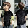 Camiseta de Manga Corta de Algodón Puro Tie-Dye de Moda para Niños y Niñas, Nuevo Estilo Verano 2026, Top Versátil de Manga Media con Cuello Redondo para Niños