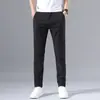 Pantalones de seda de hielo para hombre, sueltos, rectos, modernos, de negocios, de secado rápido, de verano, finos, informales, de verano
