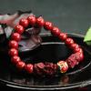 Pulseira de Aiyu Cinnabar Areia Dourada Roxa Pulseira Dupla Pixiu Estilo Chinês Fábrica de Joias de Areia Atacado S3081007