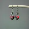 Navidad Halloween Pendientes Estilo Punk Gótico Europeo y Americano Murciélago Oscuro Corazón con Goteo de Aceite Patrón Pendientes Personalizados Accesorios