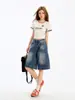 Shorts de Mezclilla Anchos de Tiro Bajo Vintage Desgastados para Mujer, Verano 2026, Shorts de Longitud Media Rectos Sueltos de Línea A de Moda