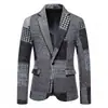 Otoño/Invierno 2026 Talla Europea de Hombre Traje de Lana Patchwork Retro Británico Chaqueta Blazer Casual de Espiga
