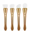 Brocha de Silicona para Mascarilla Cabeza Suave Dorada Brocha de Maquillaje Multifuncional para Belleza Mango Dorado Cabeza Plana Fina Brocha Aplicadora de Base Brocha para Mascarilla de Barro