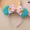 Diadema de Cumpleaños Infantil Orejas de Mickey Castillo Letras de Dibujos Animados Coloridas Lentejuelas Lazo Parque de Atracciones Accesorios para la Cabeza Venta al por Mayor
