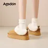 Botas de Neve Augu Shiden Cano Baixo para Mulheres 2026 Novo Outono e Inverno Sola Grossa Slip-On Forradas com Lã Acolchoadas Peludas Sapatos de Algodão