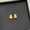 Pendientes de Calabaza Vintage Chapados en Oro Puro de Plata S999 Cepillados para Mujer, de Moda, Lujo Ligero, Exquisitos y Elegantes, un Regalo para Mamá en el Día de la Madre