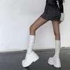 Botas Altas Estilo Europeo y Americano para Mujer Primavera y Verano 2023 Nuevas Punta Redonda Suela Gruesa Elásticas Delgadas Botas de Jinete Botas Altas Millennium Spice