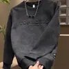 Nueva sudadera con estampado de letras y degradado para otoño e invierno para hombre, sencilla y moderna, de cuello redondo, versátil camisa básica casual de manga larga