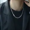 Collar Cubano de Acero de Titanio para Calle Europea y Americana para Hombres y Mujeres Cadena para Clavícula Ins de Nicho Hip-hop Todo Fósforo Cadena de Collar de Viento Frío no se decolora