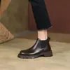 Botas de Tobillo Chelsea de Invierno 2026 Estilo Coreano Versátiles Punta Redonda Tacón Grueso Sin Cordones Botas para Mujer Estilo Británico