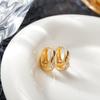 Pendientes de Aro Grandes de Superficie Lisa Estilo Europeo y Americano con Circonita Marquesa, Incrustación de Circonita de Alta Resistencia, Pendientes Curvos para Mujer, Venta al por Mayor de Joyería
