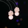 Pendientes de estilo nuevo japonés y coreano para mujer, elegantes, personalizados, de plata 925 con microincrustaciones de aguja y perla de circonita para cena, pendientes de camelia.